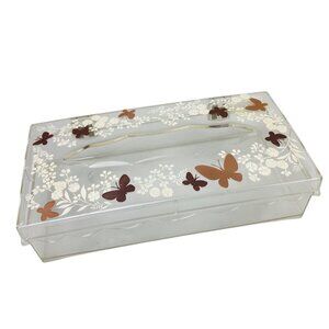 Wolff Tissue Holder Cover Box Lucite Acrylic Butterflies Flower Vintage Retro